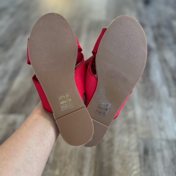 NWOT! J. Crew Factory Scalloped slide sandals - Canvas & Espadrille Sole - Red - Picture 5 of 7